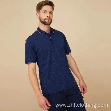 Mens Yarn Dye Slub Jersey Polo Shirt